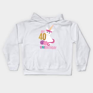 My 40 UNIBIRTHDAY - Unicorn lover Birthday party Kids Hoodie